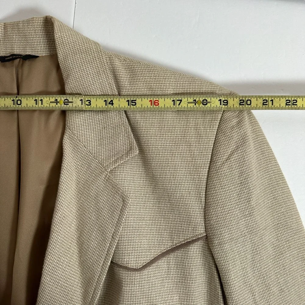 Pioneer Wear Western Blazer Beige Cotton Blend Sport Coat Jacket Made in USA 44L